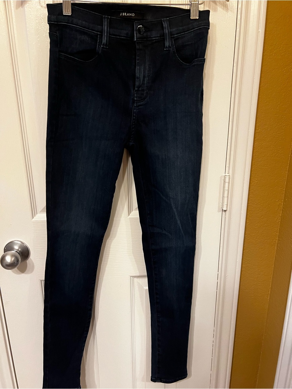 J Brand Maria High-Rise Skinny Jeans in Darkness Wash, Size 27